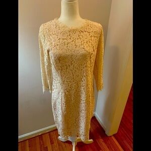 H & M pink lace sheath dress, size M